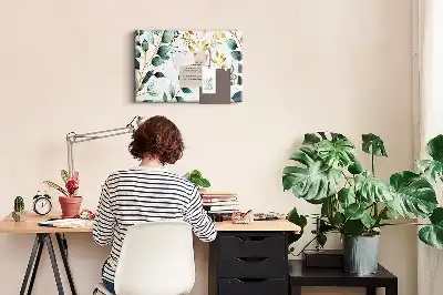 Bilder-Korktafel mit Pflanzen- und Blättermuster
