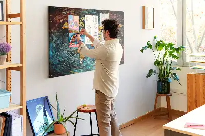 Weltkarte als Kork-Pinnwand im Design Welt des Chaos