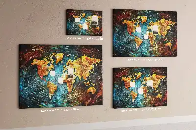 Weltkarte als Kork-Pinnwand im Design Welt des Chaos