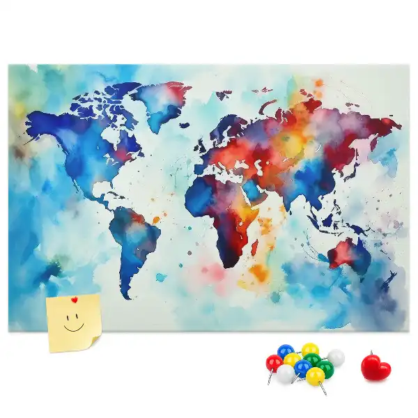 Korktafel mit Weltkarten-Motiv