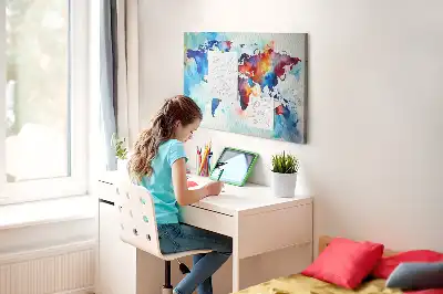 Korktafel mit Weltkarten-Motiv