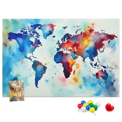 Korktafel mit Weltkarten-Motiv