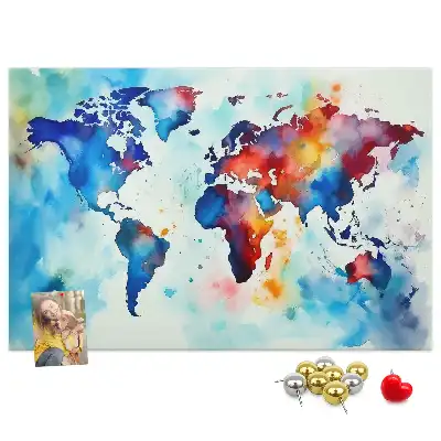 Korktafel mit Weltkarten-Motiv