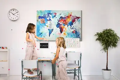 Korktafel mit Weltkarten-Motiv