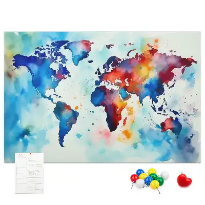 Korktafel mit Weltkarten-Motiv