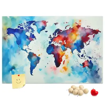 Korktafel mit Weltkarten-Motiv