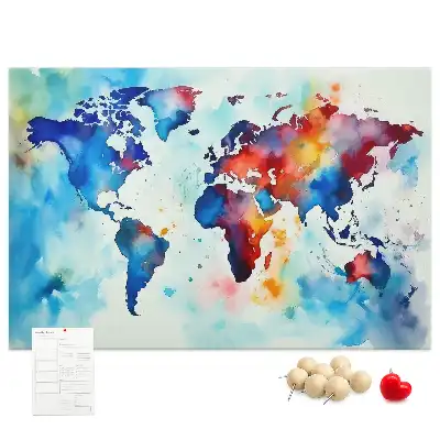 Korktafel mit Weltkarten-Motiv