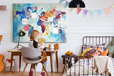 Korktafel mit Weltkarten-Motiv