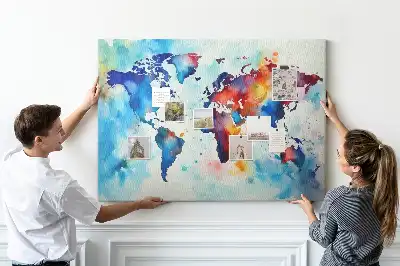 Korktafel mit Weltkarten-Motiv