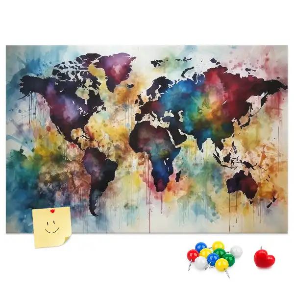 Kork-Pinnwand mit Aquarellkarten-Motiv