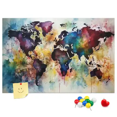 Kork-Pinnwand mit Aquarellkarten-Motiv
