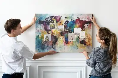 Kork-Pinnwand mit Aquarellkarten-Motiv