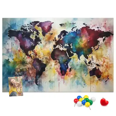 Kork-Pinnwand mit Aquarellkarten-Motiv