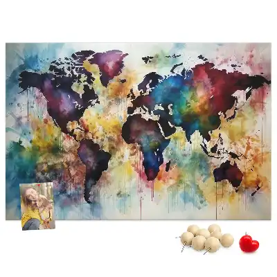 Kork-Pinnwand mit Aquarellkarten-Motiv