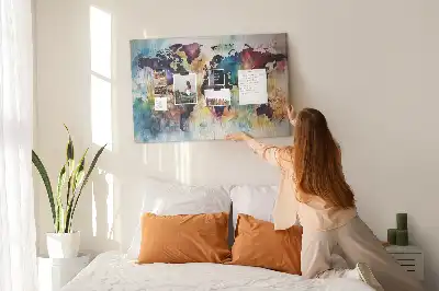 Kork-Pinnwand mit Aquarellkarten-Motiv