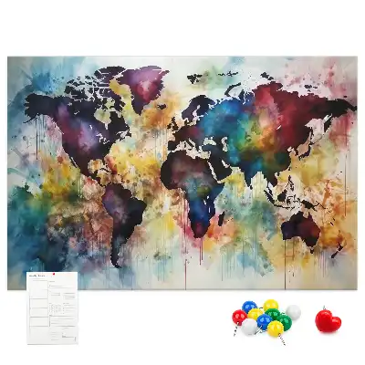 Kork-Pinnwand mit Aquarellkarten-Motiv