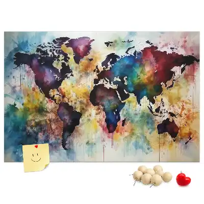 Kork-Pinnwand mit Aquarellkarten-Motiv
