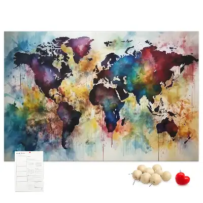 Kork-Pinnwand mit Aquarellkarten-Motiv