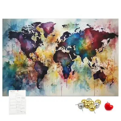 Kork-Pinnwand mit Aquarellkarten-Motiv