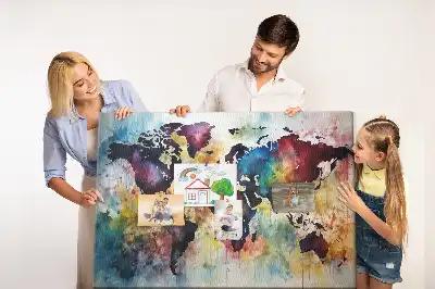 Kork-Pinnwand mit Aquarellkarten-Motiv