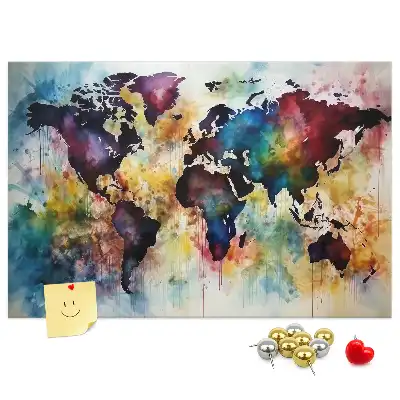 Kork-Pinnwand mit Aquarellkarten-Motiv