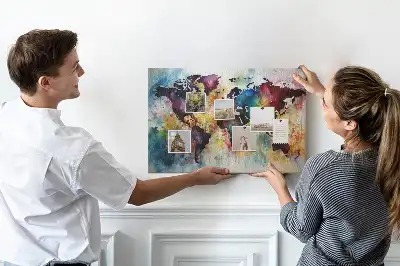 Kork-Pinnwand mit Aquarellkarten-Motiv
