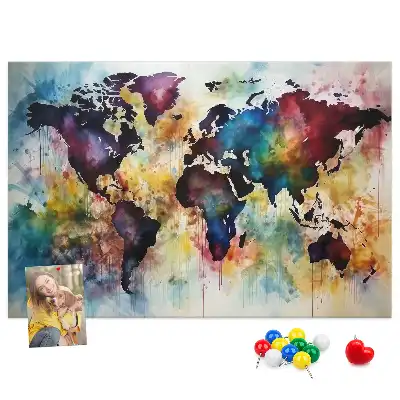 Kork-Pinnwand mit Aquarellkarten-Motiv