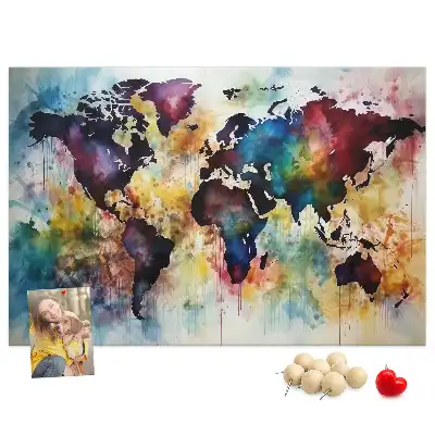 Kork-Pinnwand mit Aquarellkarten-Motiv