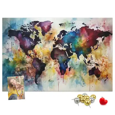 Kork-Pinnwand mit Aquarellkarten-Motiv