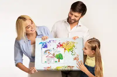 Pinnwand aus Kork mit Pastellmalerei-Motiv Weltkarte