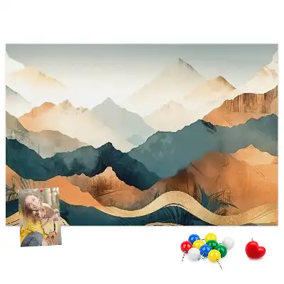Bedruckte Korkplatte Berge Landschaft