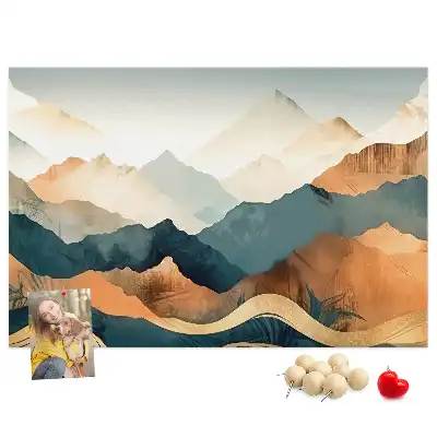 Bedruckte Korkplatte mit Berglandschaft-Motiv