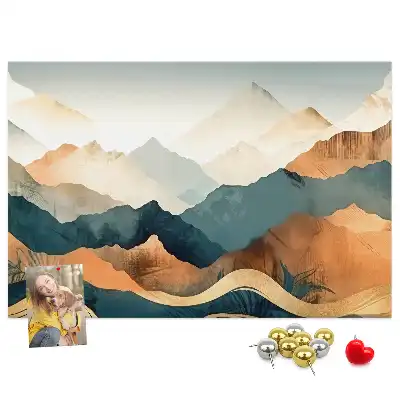 Bedruckte Korkplatte mit Berglandschaft-Motiv
