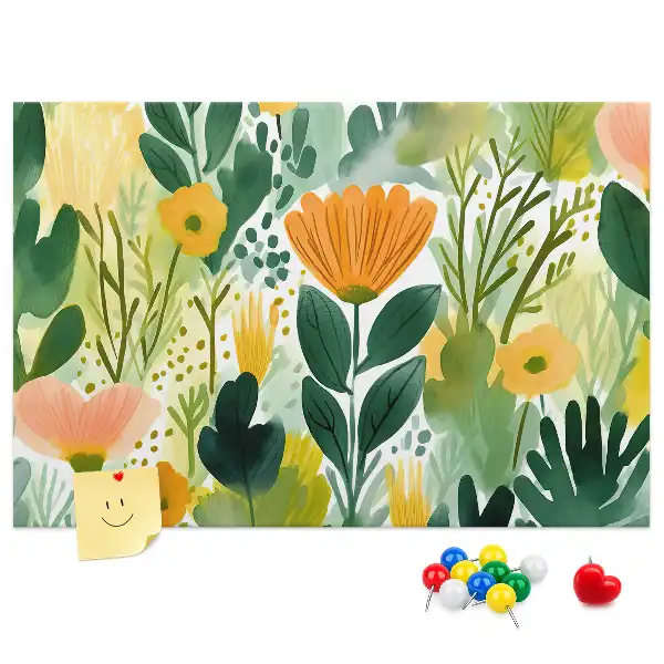 Bedruckte Korkplatte mit Aquarell-Blumenmotiv