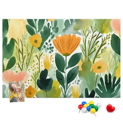 Bedruckte Korkplatte Aquarell Blumen