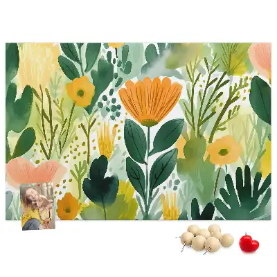 Bedruckte Korkplatte mit Aquarell-Blumenmotiv