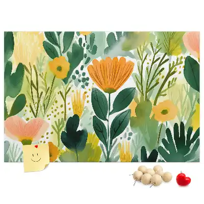 Bedruckte Korkplatte Aquarell Blumen