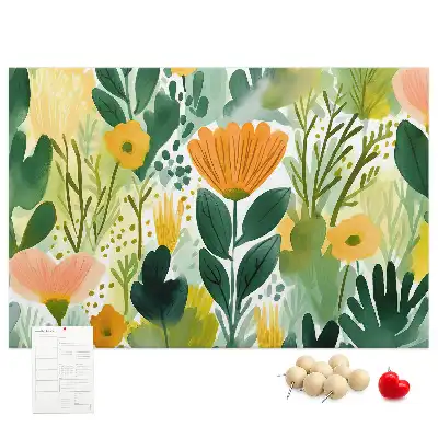 Bedruckte Korkplatte mit Aquarell-Blumenmotiv