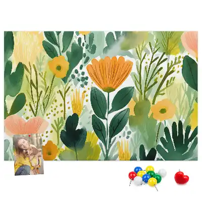 Bedruckte Korkplatte Aquarell Blumen
