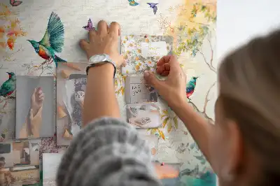 Kork Pinnwand Blumen Vögel Natur