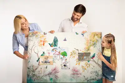 Kork Pinnwand Blumen Vögel Natur