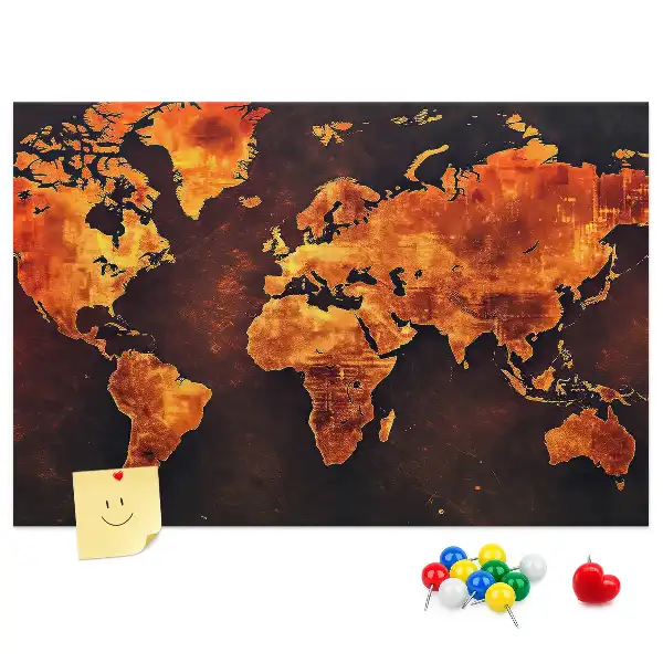 Bedruckte Weltkarte als Kork-Wandtafel