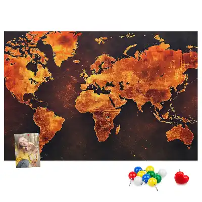 Bedruckte Weltkarte als Kork-Wandtafel