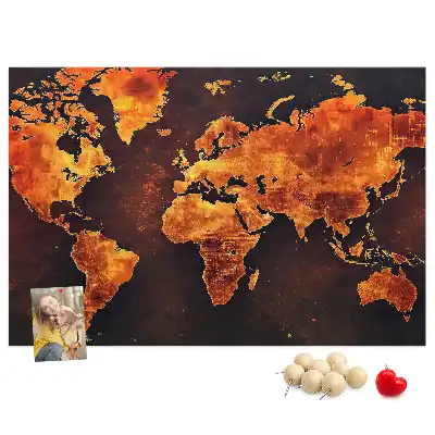 Bedruckte Weltkarte als Kork-Wandtafel