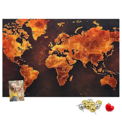 Bedruckte Weltkarte als Kork-Wandtafel