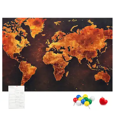 Bedruckte Weltkarte als Kork-Wandtafel
