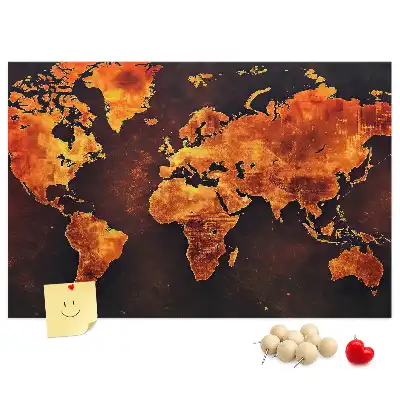 Bedruckte Weltkarte als Kork-Wandtafel