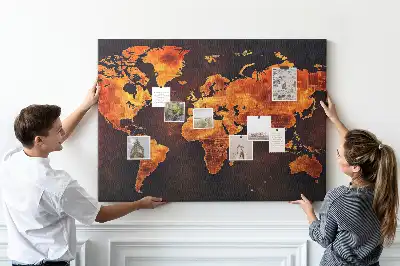 Bedruckte Weltkarte als Kork-Wandtafel