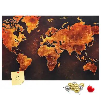 Bedruckte Weltkarte als Kork-Wandtafel