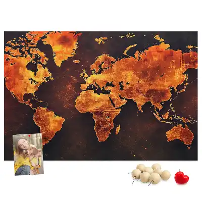 Bedruckte Weltkarte als Kork-Wandtafel